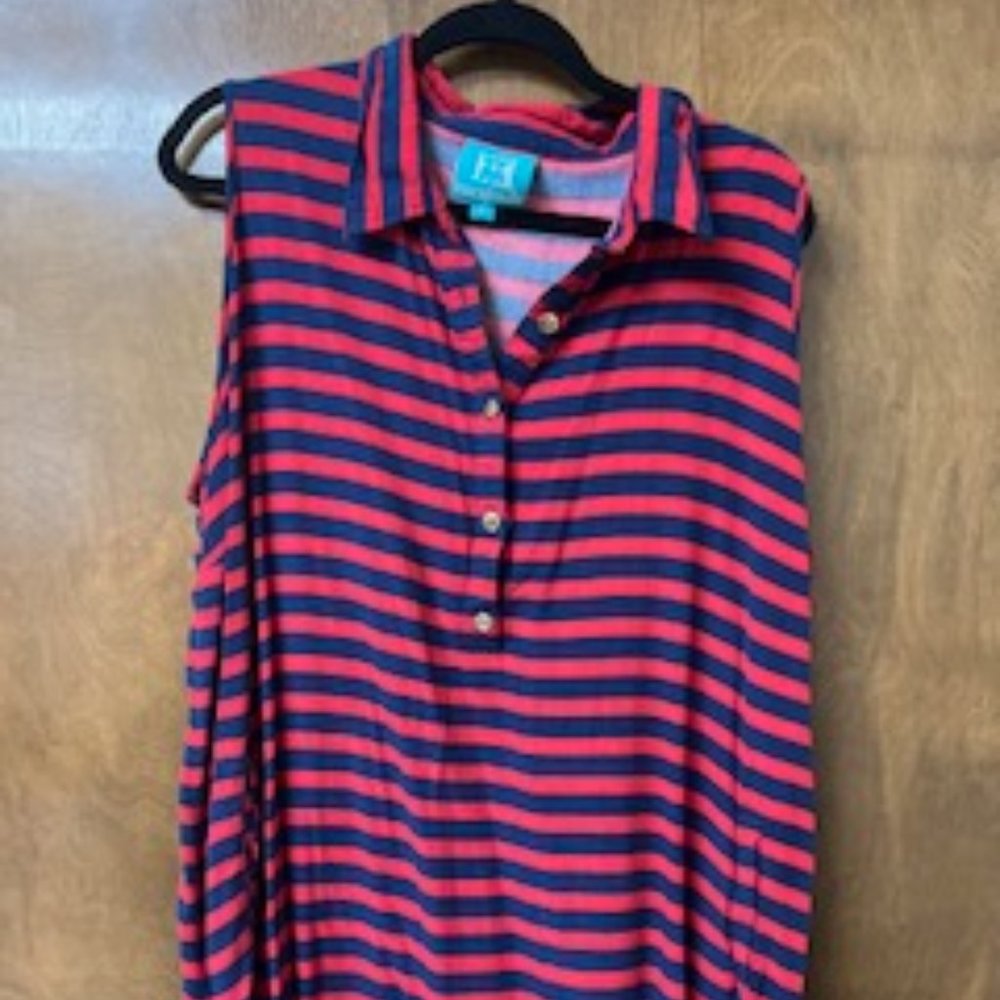 1X Red and Blue Stripped Escapada Sleeveless Dress